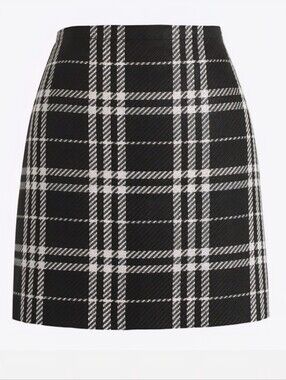 J.Crew Black White Check Plaid Mini Skirt Thick Fall Lined Preppy Classic 00 EUC